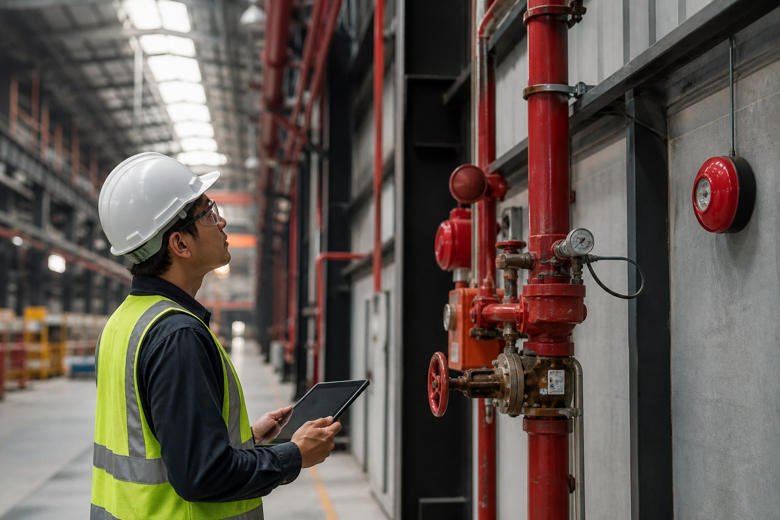 Profesional realizando una auditoría técnica industrial