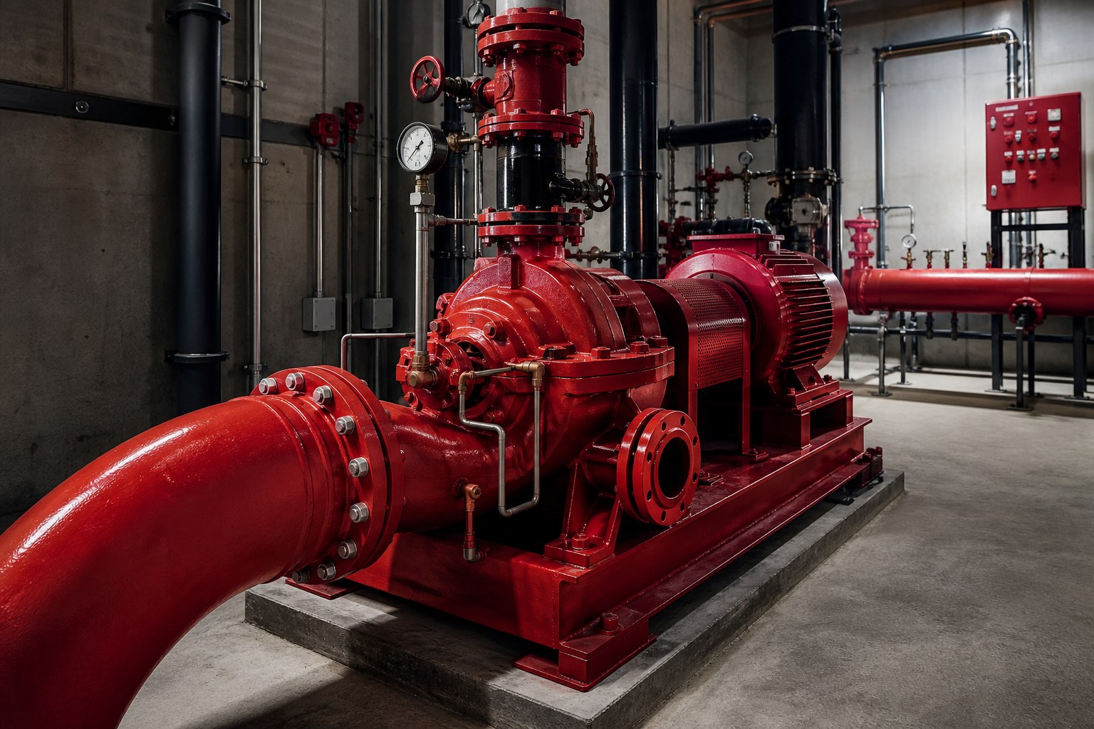 Equipamiento industrial vinculado a una instalación contra incendios